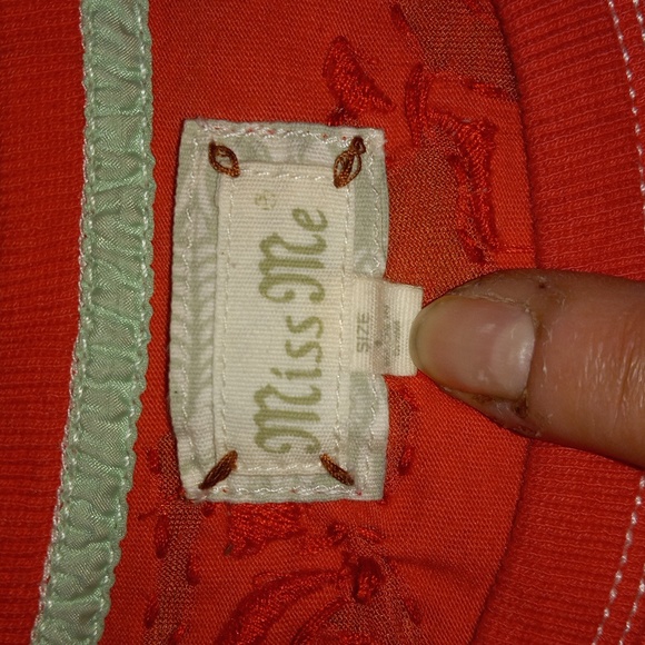 Miss Me coral t shirt with mesh cut out details size L euc - Picture 2 of 6